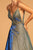 Elizabeth K Bridal - GL2644 Glitter Crepe Deep V-neck A-line Dress In Green
