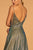 Elizabeth K Bridal - GL2644 Glitter Crepe Deep V-neck A-line Dress In Green