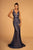 Elizabeth K - Embellished Plunging V-Neck Trumpet Gown GL2646 In Blue