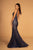 Elizabeth K - Embellished Plunging V-Neck Trumpet Gown GL2646 In Blue