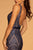 Elizabeth K - GL2646 Embellished Deep V-neck Trumpet Dress In Blue
