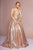 Elizabeth K - GL2652 Sequined Plunging V-Neck Gown In Pink and Gold