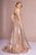 Elizabeth K - GL2652 Sequined Plunging V-Neck Gown In Pink and Gold