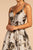 Elizabeth K - GL2657 Floral Print Deep V-neck A-line Dress In Silver