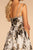 Elizabeth K - GL2657 Floral Print Deep V-neck A-line Dress In Silver