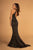 Elizabeth K - GL2659 Embellished High Halter Mermaid Dress In Black