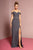 Elizabeth K - GL2665 Surplice Off Shoulder High Slit Gown In Gray