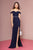 Elizabeth K - GL2665 Surplice Off Shoulder High Slit Gown In Blue