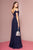 Elizabeth K - GL2665 Surplice Off Shoulder High Slit Gown In Blue