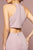 Elizabeth K - GL2668 Plunging Halter Dress with Slit In Purple