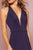 Elizabeth K - GL2668 Plunging Halter Dress with Slit In Blue