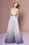 Elizabeth K - GL2671 Ombre Glitter Crepe Deep V-neck A-line Dress In Silver