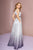 Elizabeth K - GL2671 Ombre Glitter Crepe Deep V-neck A-line Dress In Silver