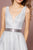 Elizabeth K - GL2671 Ombre Glitter Crepe Deep V-neck A-line Dress In Silver
