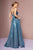 Elizabeth K - GL2672 Glitter Crepe High Neck A-line Gown In Blue
