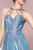 Elizabeth K - GL2672 Glitter Crepe High Neck A-line Gown In Blue