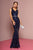 Elizabeth K - GL2675 Sequined V-neck Trumpet Dress In Blue