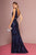 Elizabeth K - GL2675 Sequined V-neck Trumpet Dress In Blue