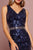 Elizabeth K - GL2675 Sequined V-neck Trumpet Dress In Blue