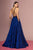 Elizabeth K - GL2676 Embellished Jacquard A-line Dress In Blue