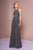 Elizabeth K - GL2680 Floral Embroidered A-Line Dress In Gray
