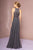 Elizabeth K - GL2680 Floral Embroidered A-Line Dress In Gray