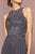 Elizabeth K - GL2680 Floral Embroidered A-Line Dress In Gray