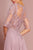 Elizabeth K - GL2681 Half Sleeve Embroidered Illusion Lace Gown In Pink