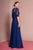 Elizabeth K - GL2681 Half Sleeve Embroidered Illusion Lace Gown In Blue