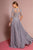 Elizabeth K - GL2681 Half Sleeve Embroidered Illusion Lace Gown In Silver