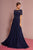 Elizabeth K - GL2683 Floral Embroidered Bateau Dress In Blue