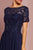 Elizabeth K - GL2683 Floral Embroidered Bateau Dress In Blue