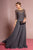 Elizabeth K - GL2686 Sequined Illusion Bateau A-Line Dress In Gray