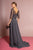 Elizabeth K - GL2686 Sequined Illusion Bateau A-Line Dress In Gray