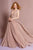 Elizabeth K - GL2687 Deep V-neck Pleated A-line Dress In Pink