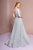 Elizabeth K - GL2687 Deep V-neck Pleated A-line Dress In Silver
