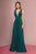 Elizabeth K - GL2687 Deep V-neck Pleated A-line Dress In Green