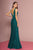 Elizabeth K - GL2687 Deep V-neck Pleated A-line Dress In Green