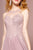 Elizabeth K - GL2690 Illusion Embroidery Appliqued A-Line Dress In Pink
