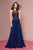 Elizabeth K - GL2690 Illusion Embroidery Appliqued A-Line Dress In Blue