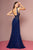 Elizabeth K - GL2690 Illusion Embroidery Appliqued A-Line Dress In Blue