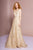 Elizabeth K - GL2691 Mesh Glitter Deep V-neck A-line Gown In Nude