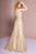 Elizabeth K - GL2691 Mesh Glitter Deep V-neck A-line Gown In Nude