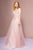 Elizabeth K - GL2694 Embroidered Bodice Glitter A-Line Gown In Pink