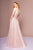 Elizabeth K - GL2694 Embroidered Bodice Glitter A-Line Gown In Pink