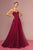 Elizabeth K - GL2694 Embroidered Bodice Glitter A-Line Gown In Red