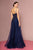 Elizabeth K - GL2694 Embroidered Bodice Glitter A-Line Gown In Blue