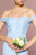Elizabeth K - GL2697 Off Shoulder Lace Bodice A-Line Gown In Blue