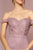 Elizabeth K - GL2697 Off Shoulder Lace Bodice A-Line Gown In Pink