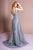 Elizabeth K - GL2698 Embellished Deep V-neck A-line Gown In Silver